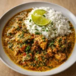 Brazilian Coconut Chicken in creamy coconut sauce with rice