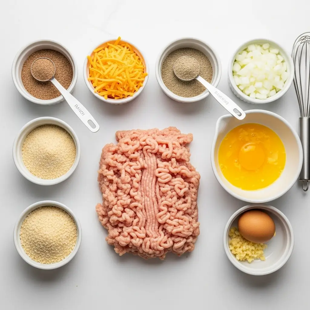 Ingredients for Cheddar Ranch Chicken Burgers