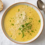 Creamy Potato and Parsnip Soup with parsley and bread