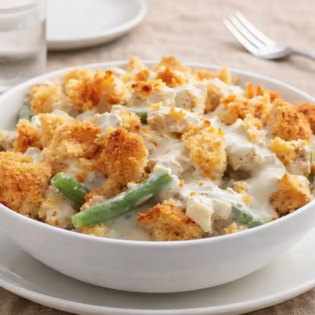 Crockpot Chicken and Stuffing Casserole in a slow cooker