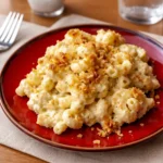 Easy Boursin Mac and Cheese in bowl with golden breadcrumbs