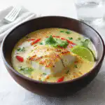 Easy Coconut Lime Fish Soup in a bowl