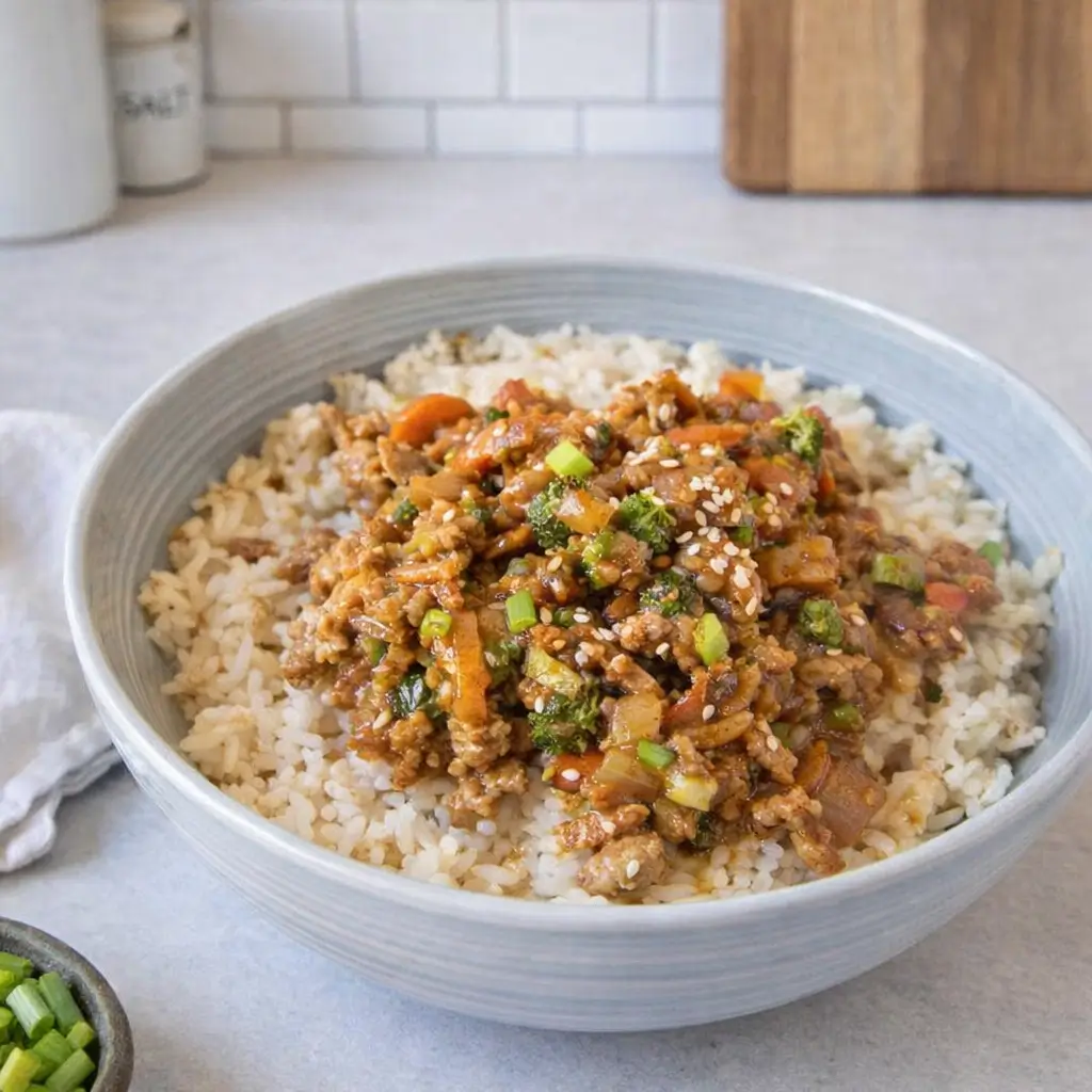 healthy-ground-turkey-teriyaki-rice-bowl