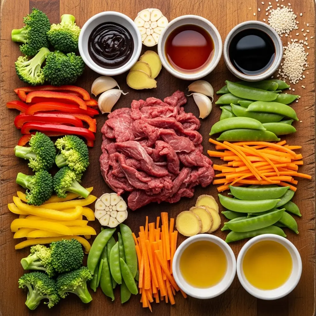 Ingredients for High-Protein Beef Stir Fry