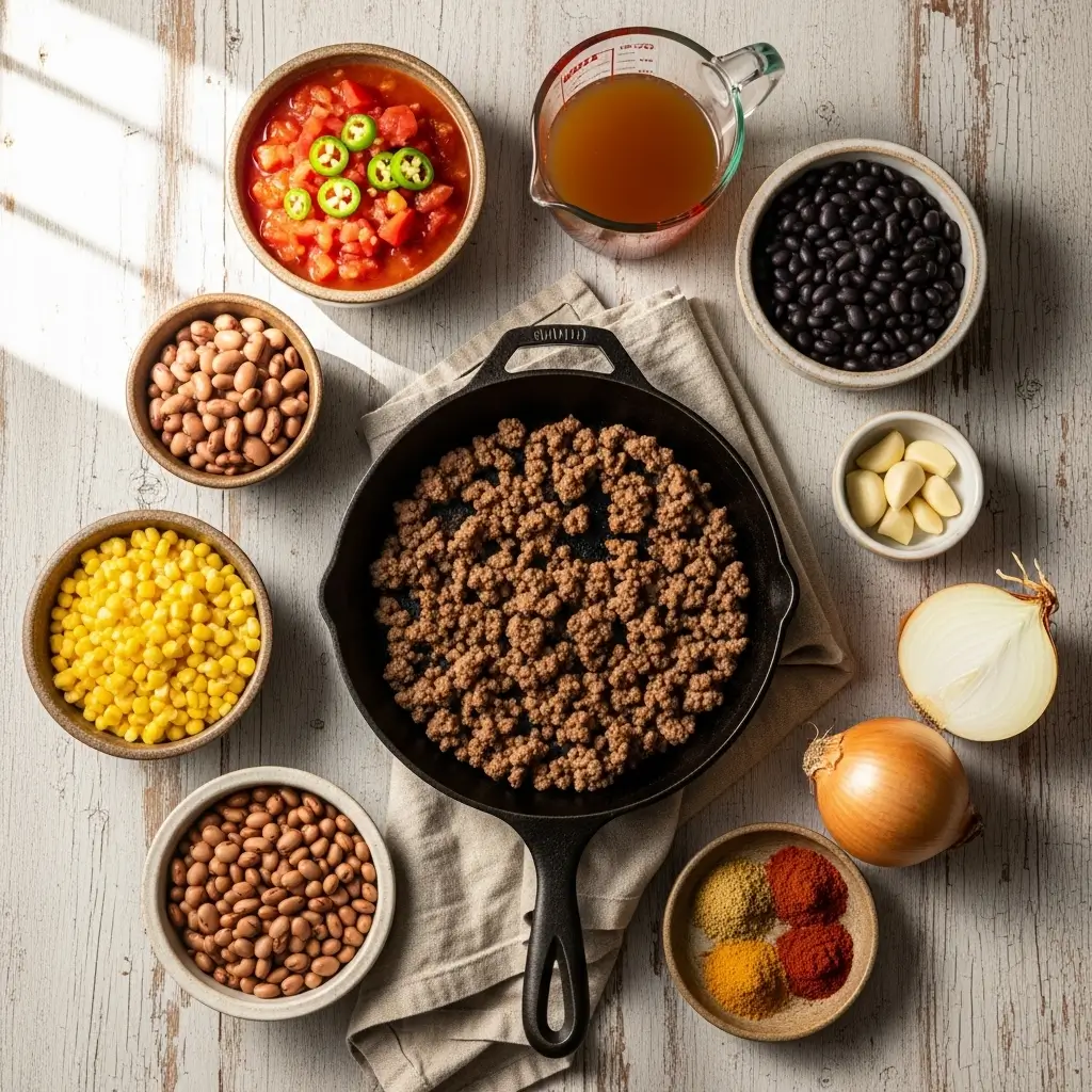 Ingredients for making high protein taco soup