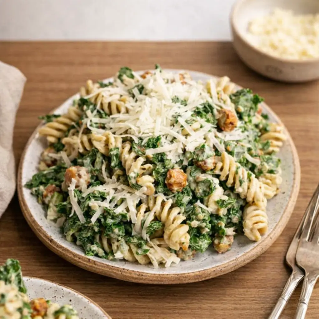 Kale Caesar Pasta Salad