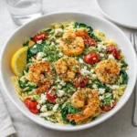 Lemon Feta Orzo Shrimp Mediterranean Bowl