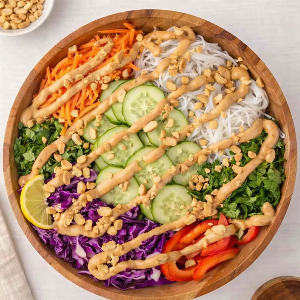 Spring Roll Salad with Peanut Sauce