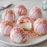 Strawberry Shortcake Cheesecake Truffles on tray