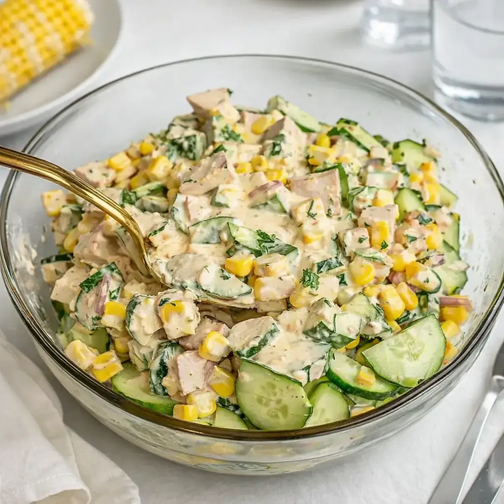 Street Corn Cucumber Salad with Creamy Lime Dressing
