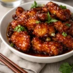 Sweet Hawaiian Crock-Pot Chicken in a serving bowl with rice
