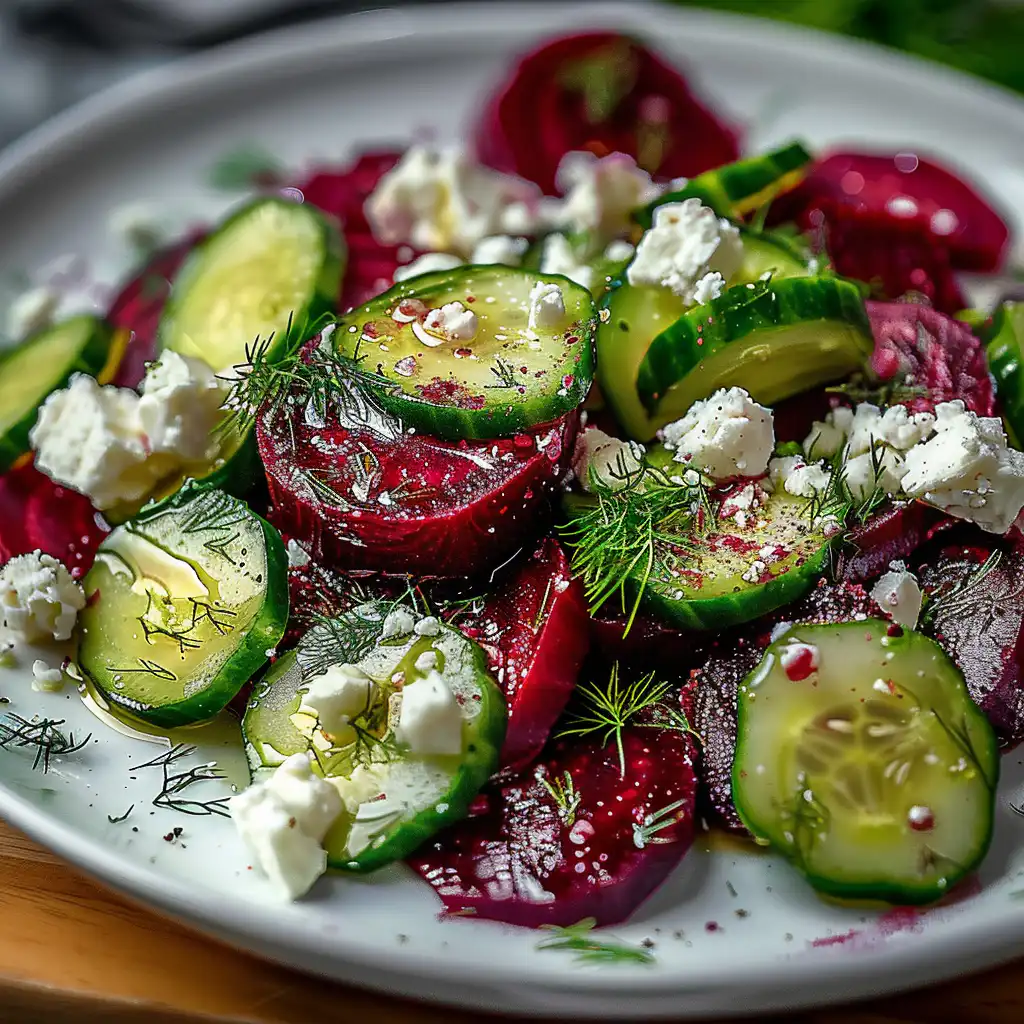 Beet Salad with Feta, Cucumbers, and Dill