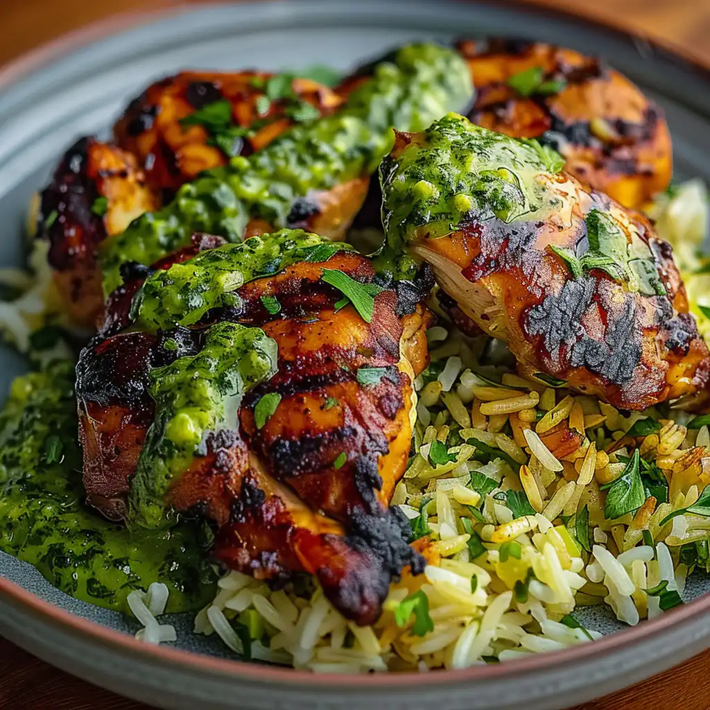 Peruvian Chicken And Rice with Green Sauce Recipe
