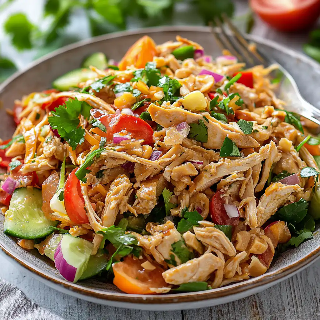 Easy Thai Chicken Salad with Homemade Peanut Dressing