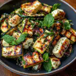 Grilled Zucchini Salad with Halloumi, Tahini & Mint