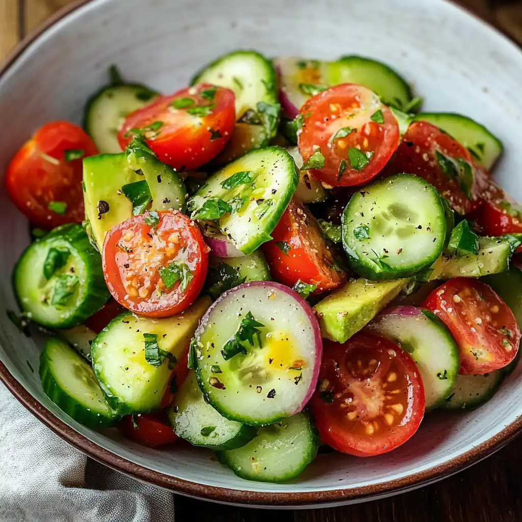 Cucumber Tomato Avocado Salad for Fresh, No-Cook Meals