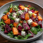 Creamy Roasted Beet Salad with Sweet Potato & Feta
