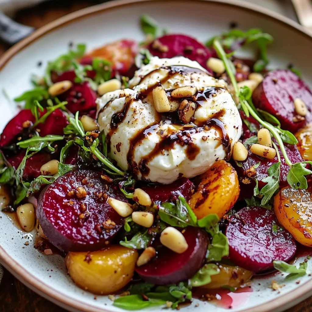 Beet and Burrata Salad with Pine Nut Balsamic Dressing