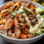 Quick Grilled Shrimp Bowls with Creamy Garlic Sauce