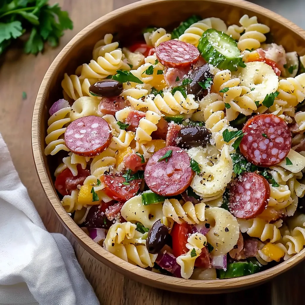 Cheesy Italian Pasta Salad With Salami