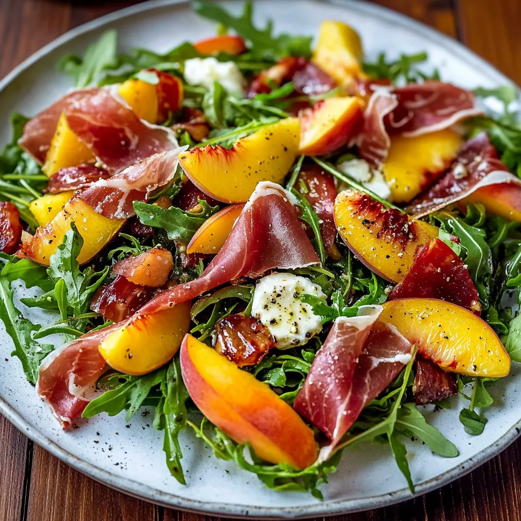 Peach Arugula Prosciutto Salad