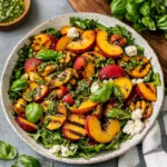 Grilled Peach Salad with Basil Vinaigrette