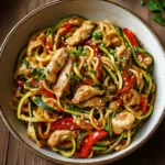 Garlic Chicken Zucchini Noodles Stir Fry