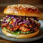 Korean BBQ Chicken Sandwich with Zesty Cabbage Slaw Bliss
