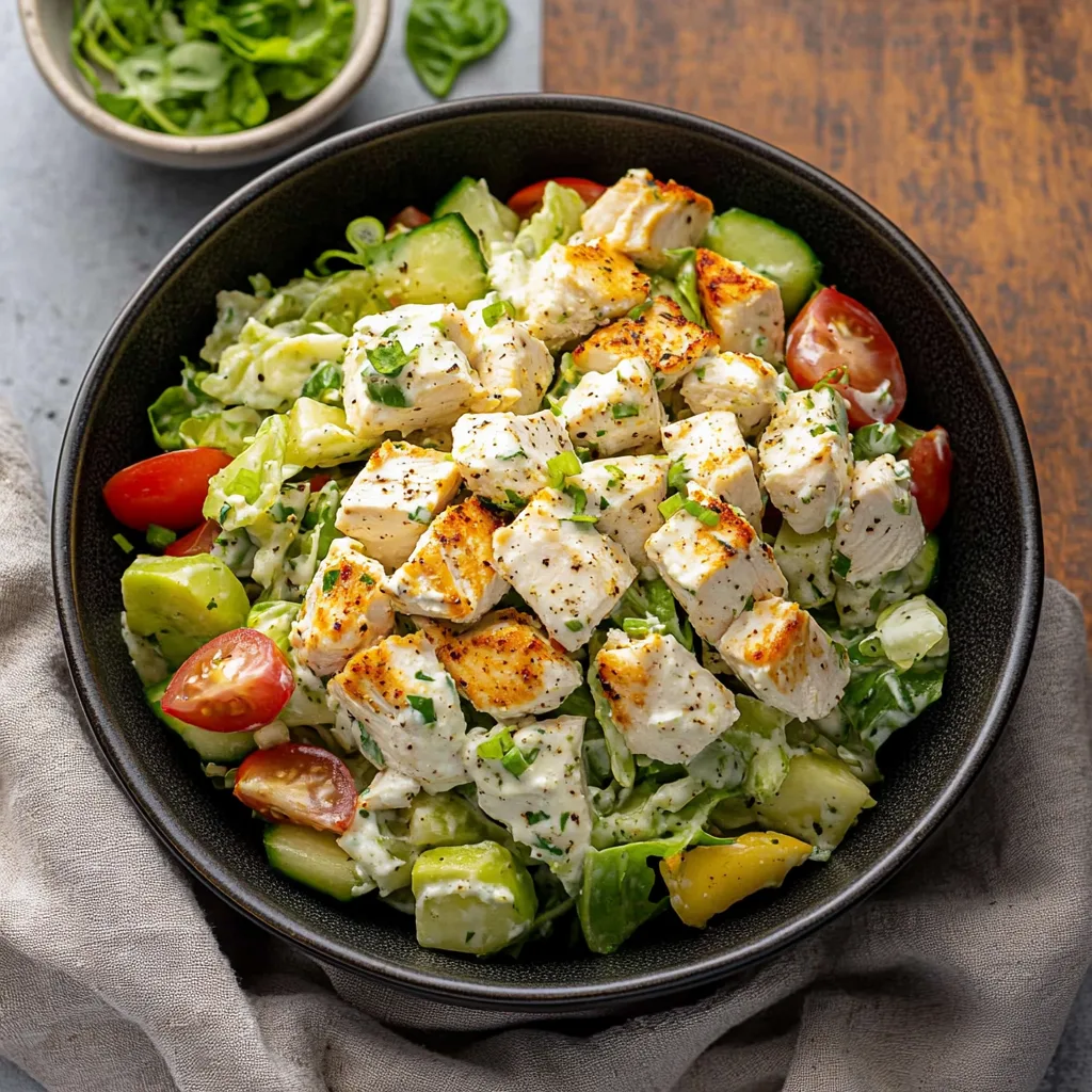 High Protein Greek Yogurt Chicken Salad (Extra Creamy with Cottage Cheese) by Jennifer Banz