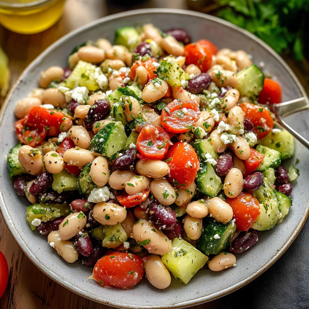 Greek Bean Salad with Lemon Marinated Beans