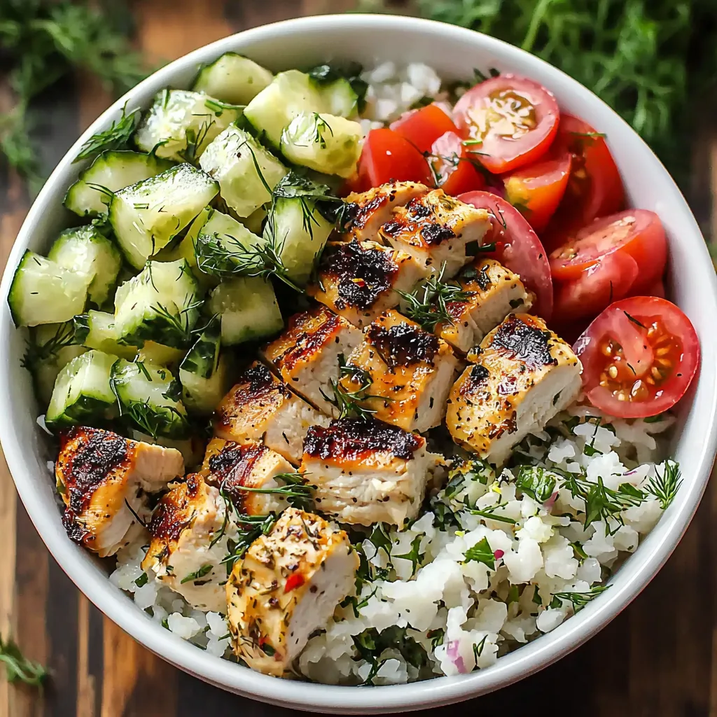 High Protein Mediterranean Lemon-Dill Chicken Bowls (Easy &amp; Meal Prep Friendly)