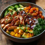 High Protein BBQ Chicken Roasted Sweet Potato Bowls