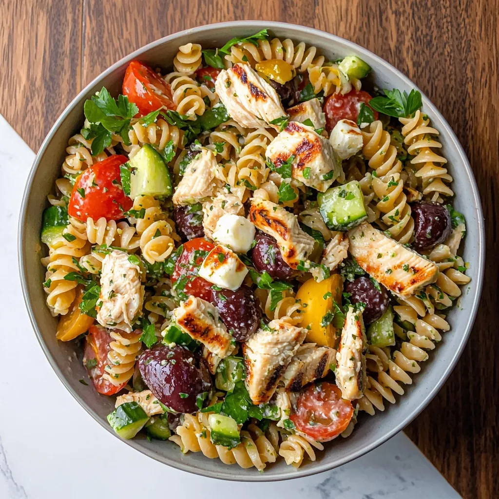Greek Chicken Pasta Salad