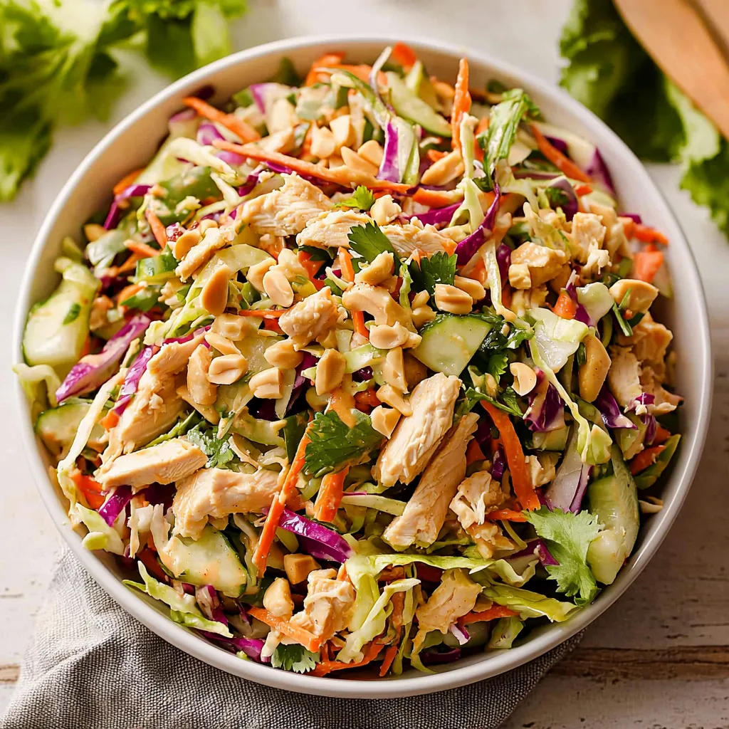 Thai Peanut Chicken Crunch Slaw Salad: A Flavorful &amp; Crunchy 20-Minute Healthy Meal