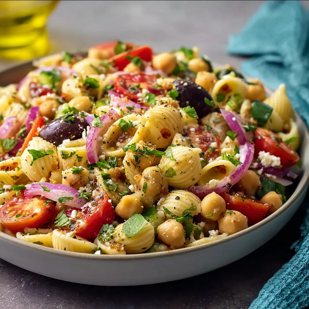 Fresh Mediterranean Chickpea Pasta Salad