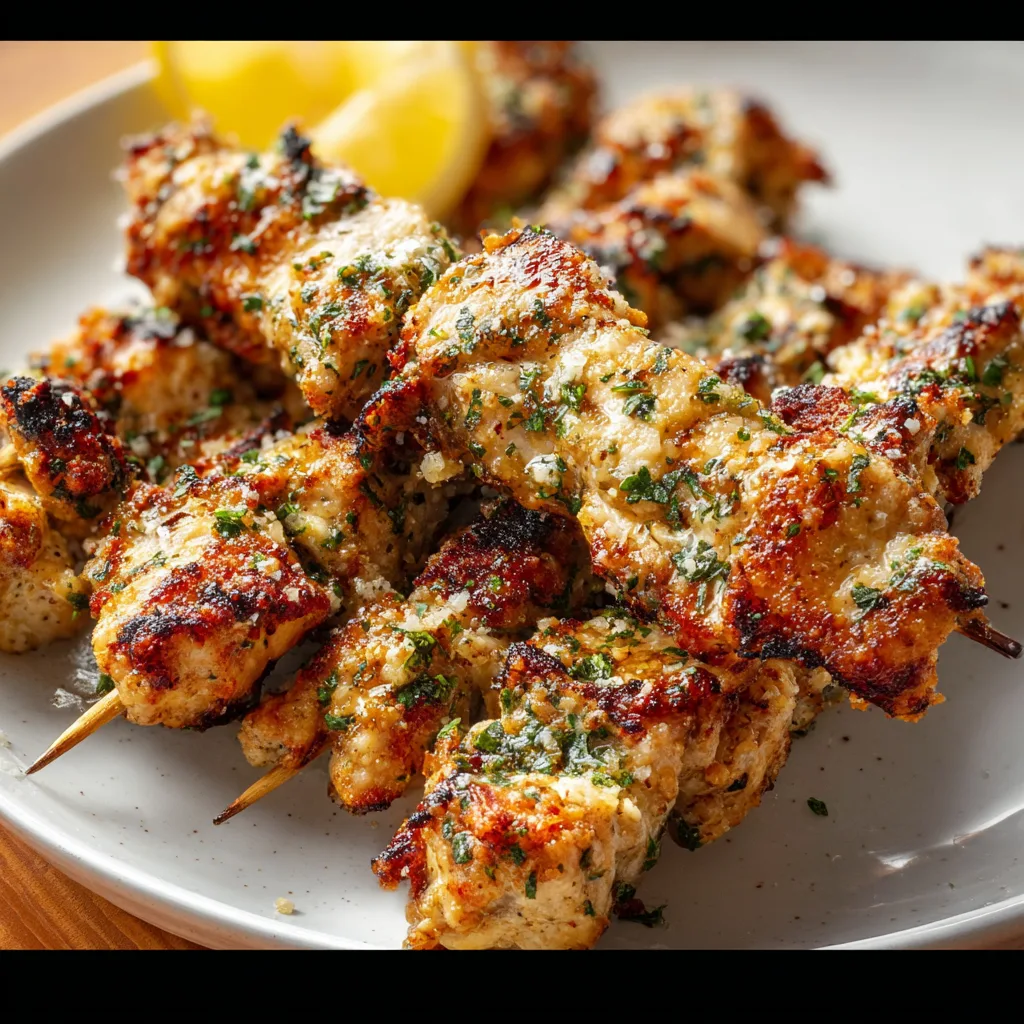 Garlic Parmesan Chicken Skewers