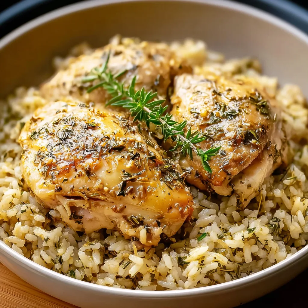 Slow Cooker Lemon Herb Chicken and Rice