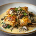 Creamy Garlic Mushroom Chicken Thighs Dinner