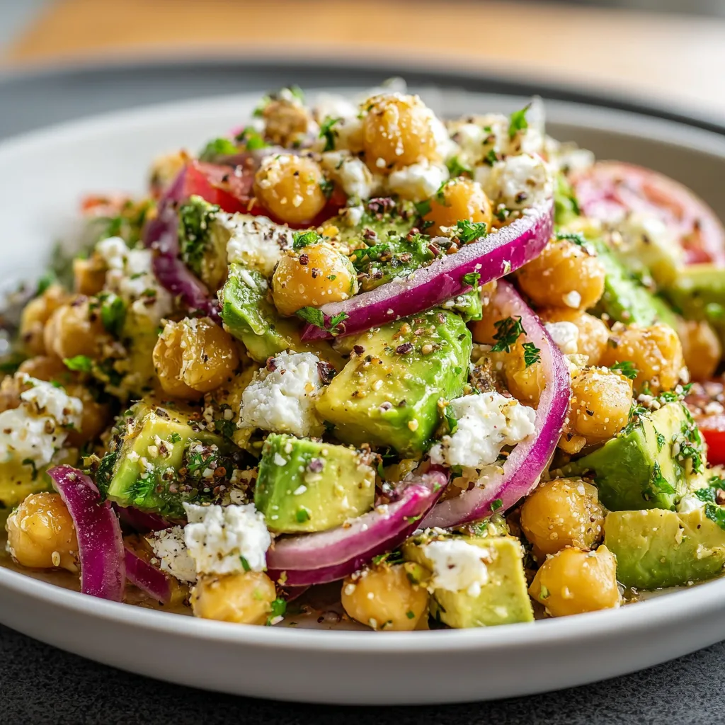 The Best Chickpea Feta Avocado Salad