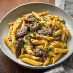 Creamy Garlic Beef Pasta with Low Carb Qetoe Penne – Easy Comfort Dinner