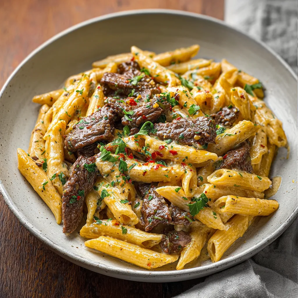 Creamy Garlic Beef Pasta with Low Carb Qetoe Penne – Easy Comfort Dinner