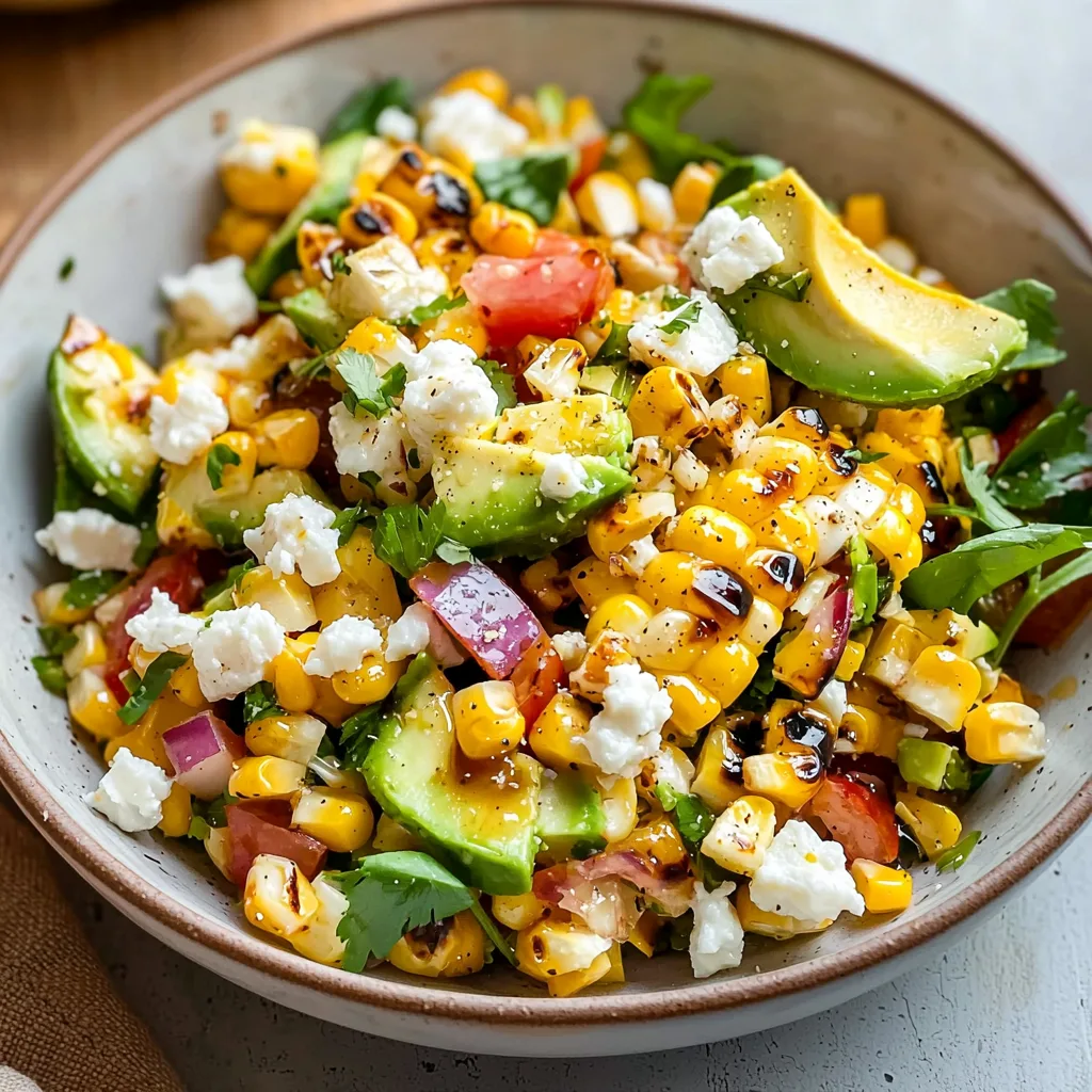 Grilled Corn Salad with Avocado, Goat Cheese &amp; Hot Honey Vinaigrette
