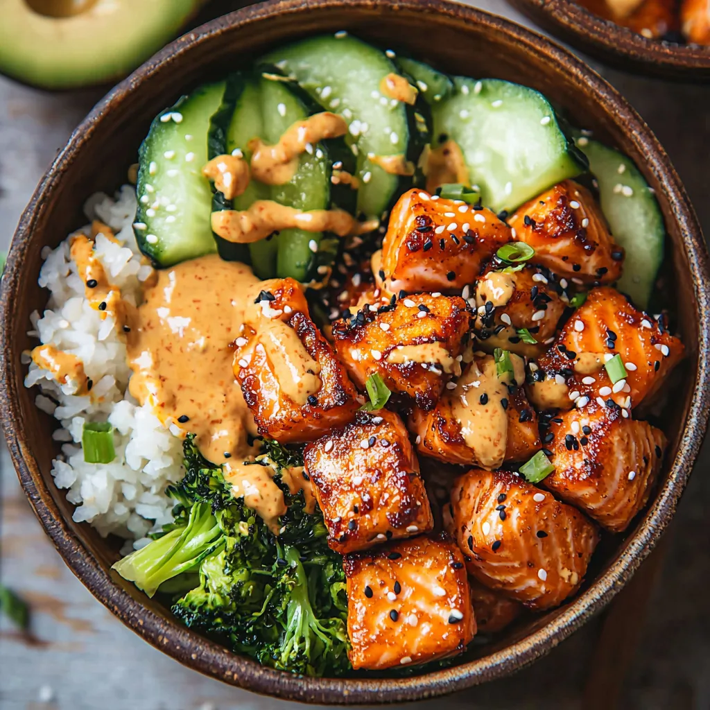 Crispy Bang Bang Salmon Bites Bowls