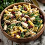 Cranberry Kale Chicken Pasta Salad