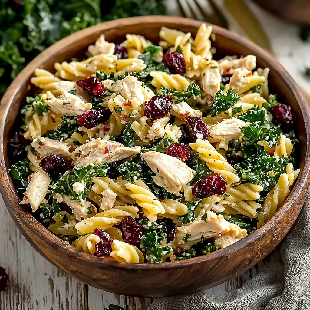 Cranberry Kale Chicken Pasta Salad