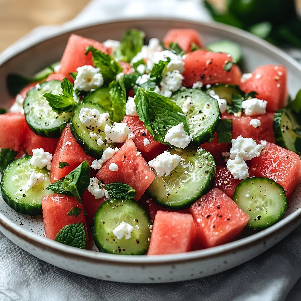 Watermelon Cucumber Feta Salad