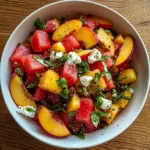 Refreshing Peach Watermelon Salad with Mint and Feta