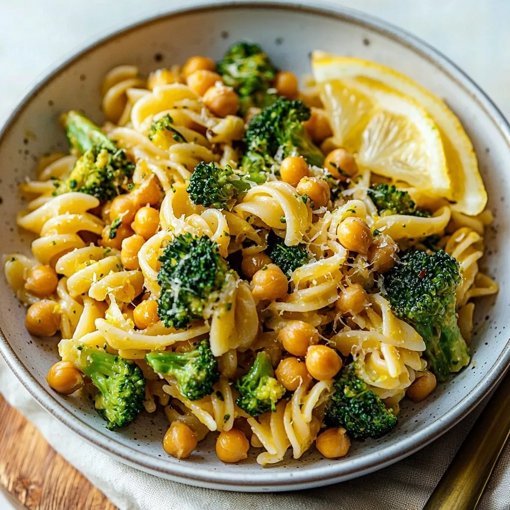 Easy Lemon Broccoli Chickpea Pasta