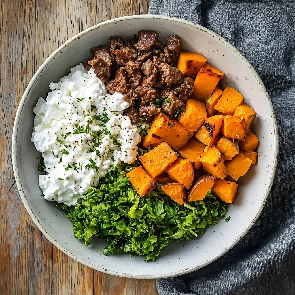 Cottage Cheese Sweet Potato Beef Bowl