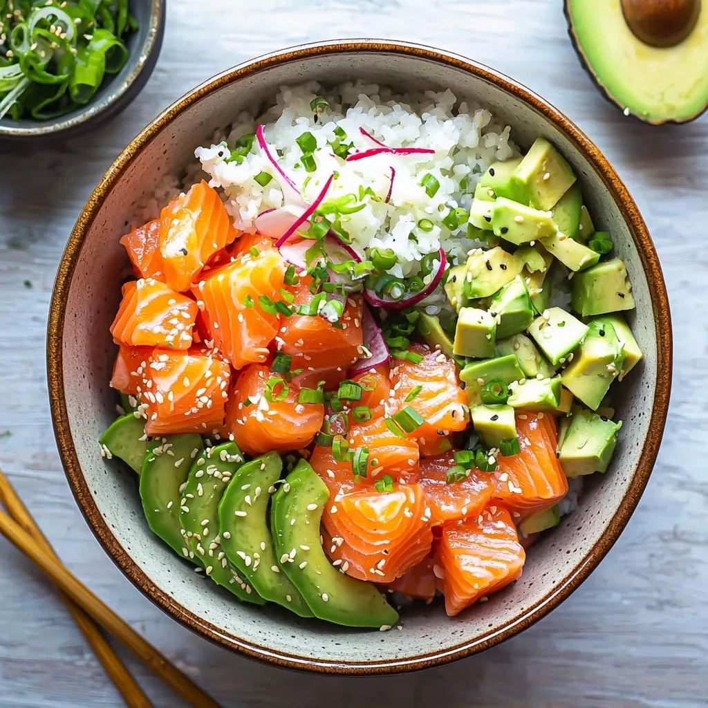Easy Salmon Avocado Poke Bowl Recipe